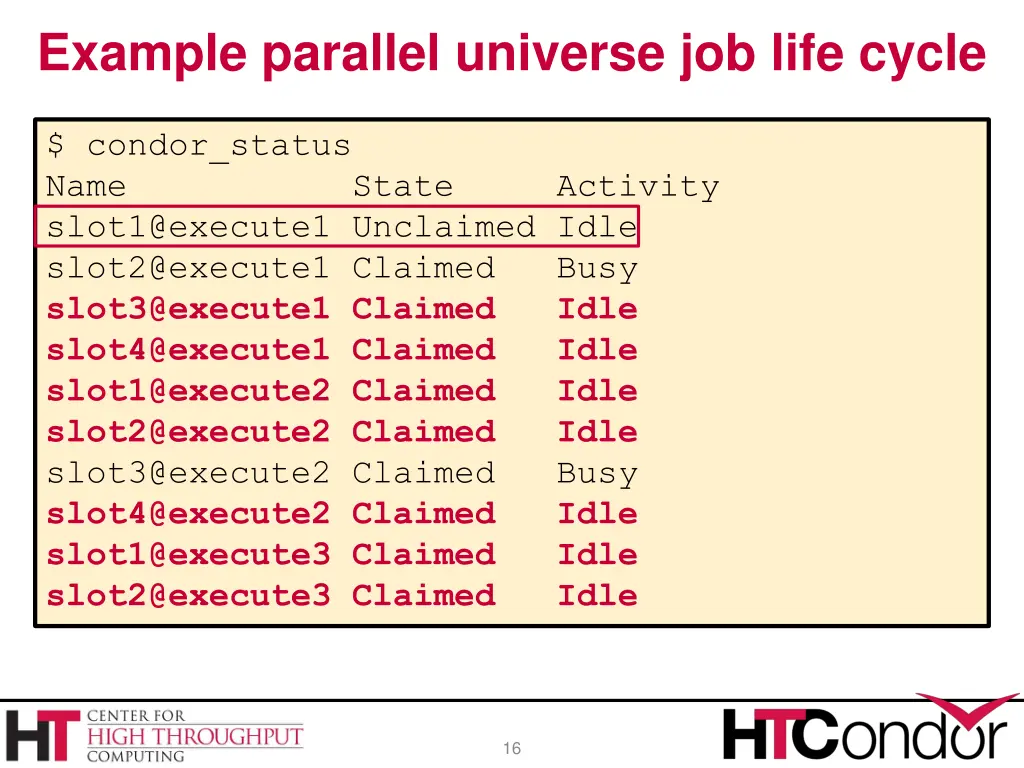 example parallel universe job life cycle 9