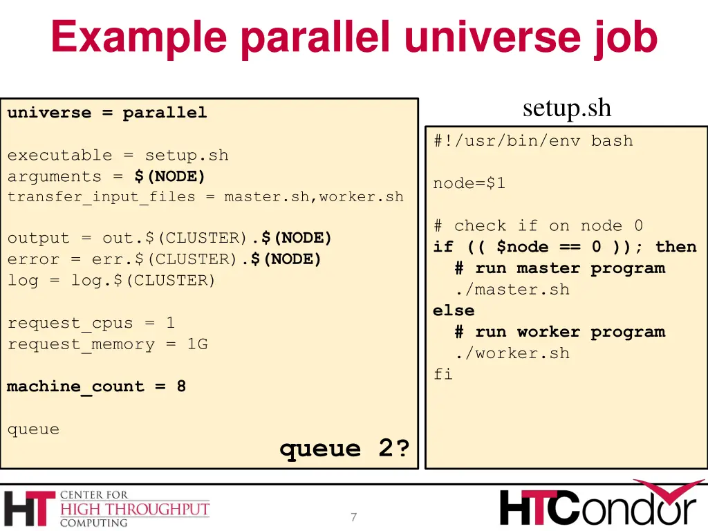 example parallel universe job
