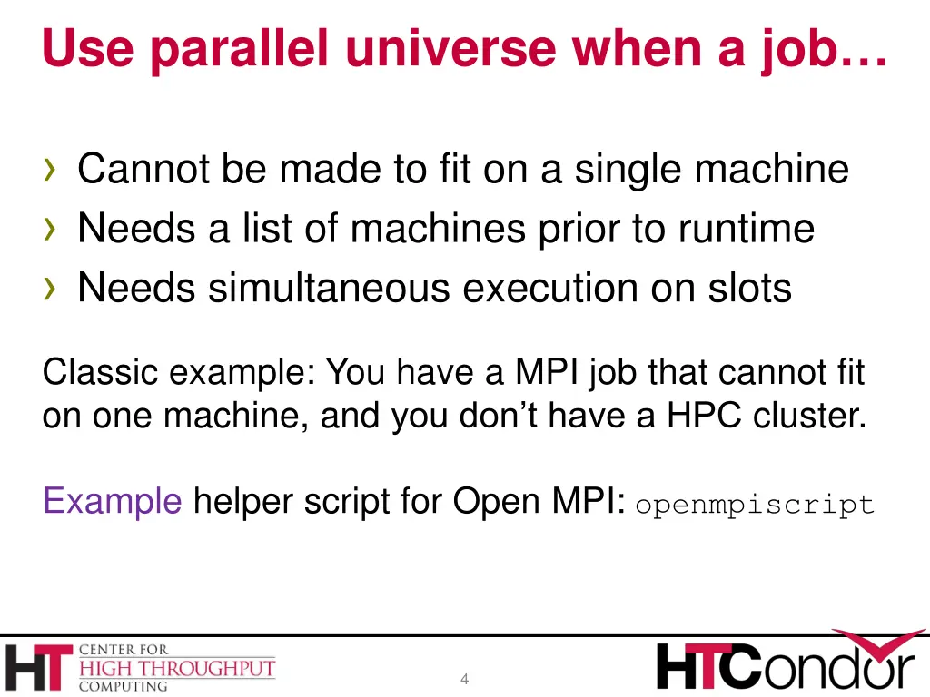 use parallel universe when a job