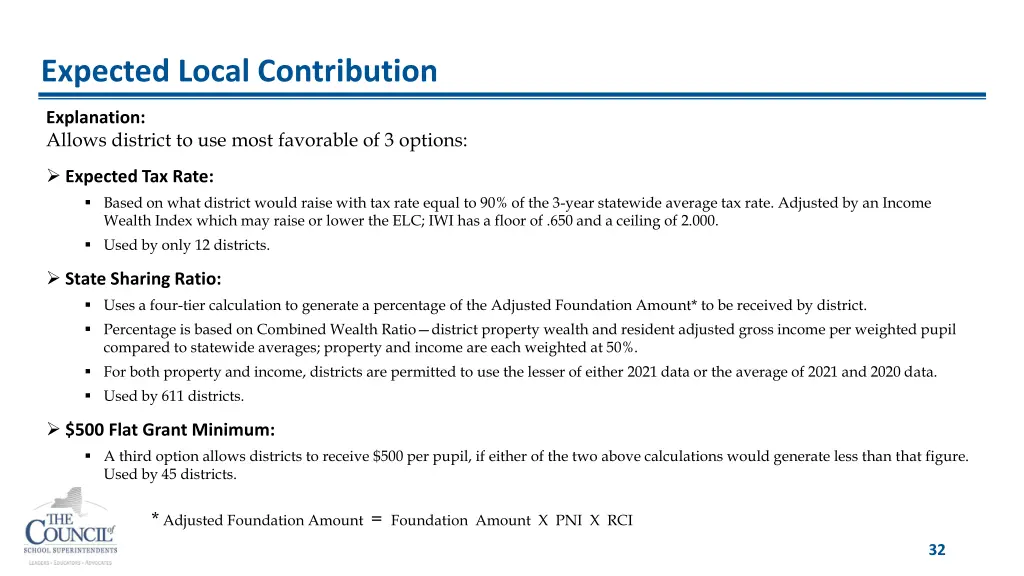 expected local contribution