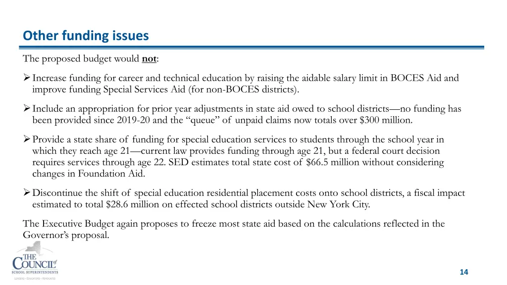 other funding issues