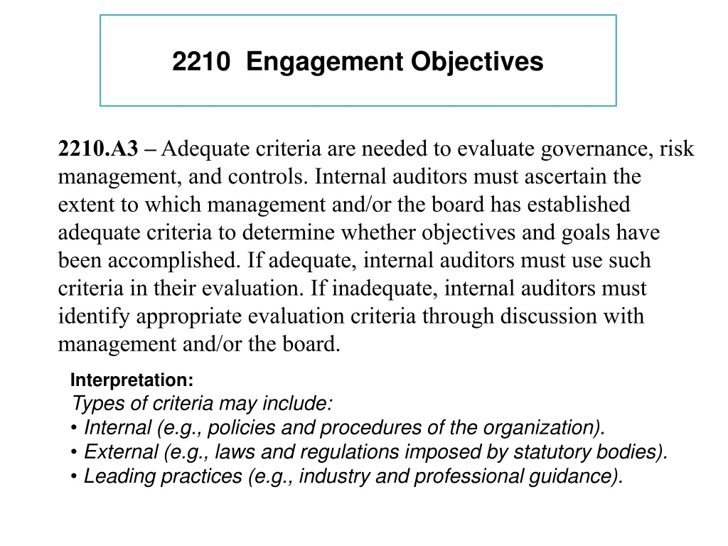 2210 engagement objectives 2