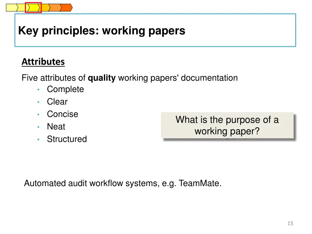 key principles working papers