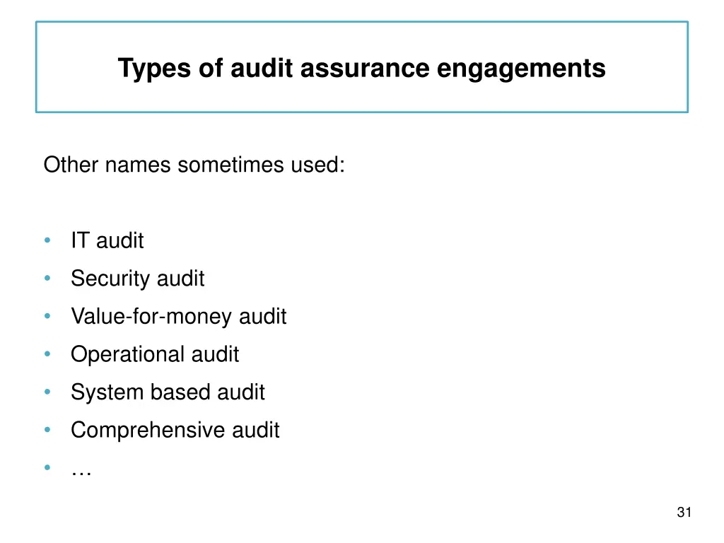 types of audit assurance engagements 1