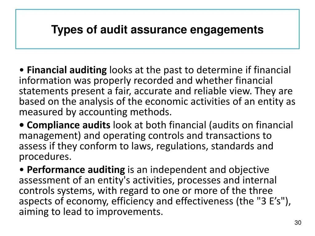 types of audit assurance engagements
