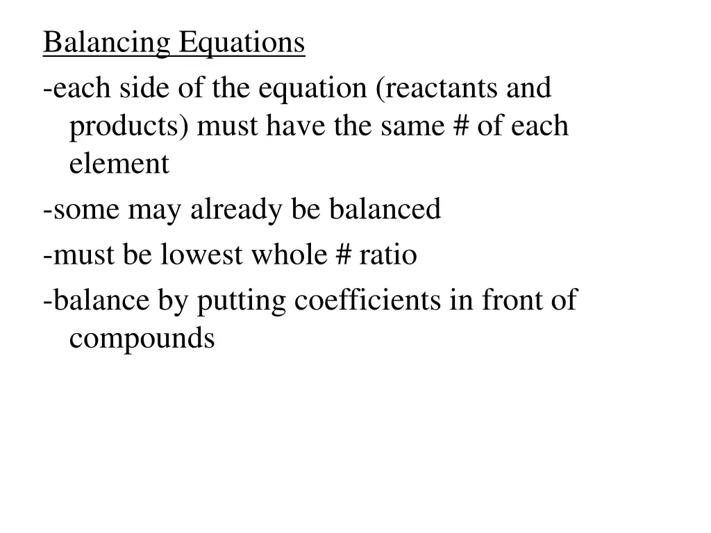 balancing equations each side of the equation