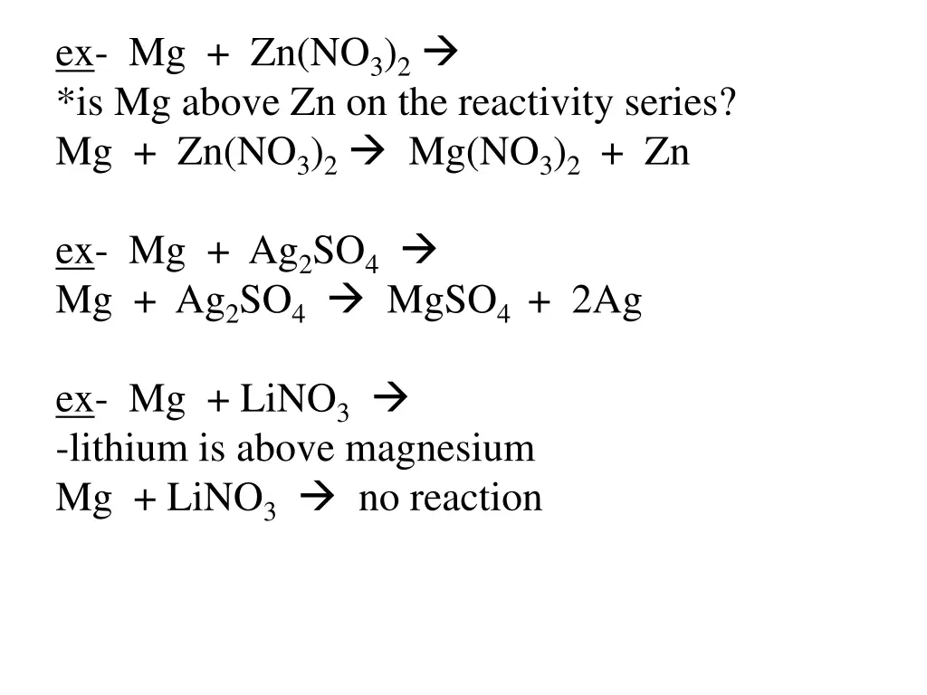 ex mg zn no 3 2 is mg above zn on the reactivity