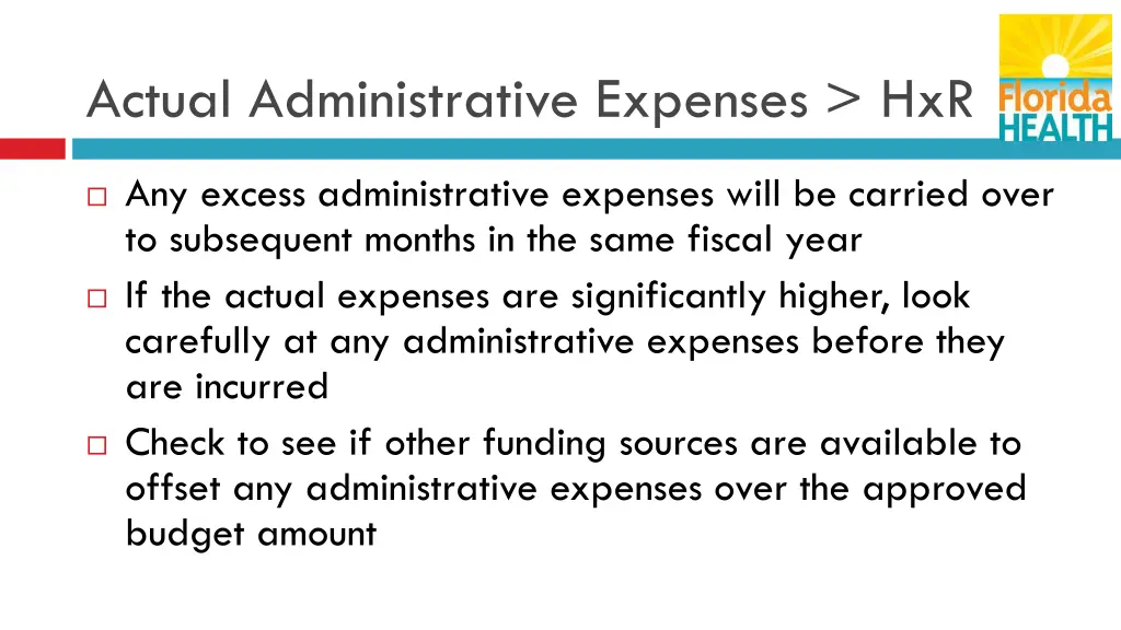 actual administrative expenses hxr 1