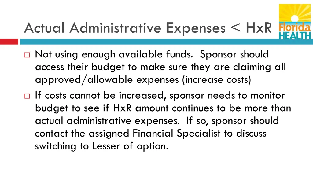 actual administrative expenses hxr 2