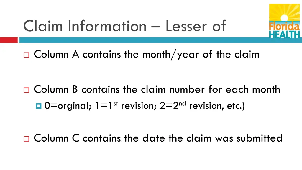 claim information lesser of