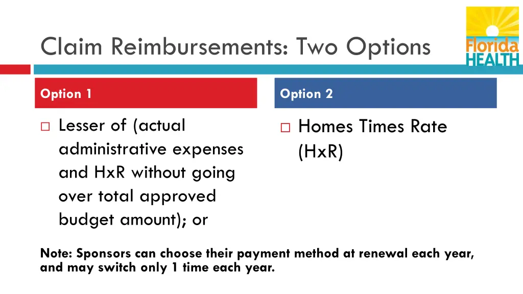 claim reimbursements two options