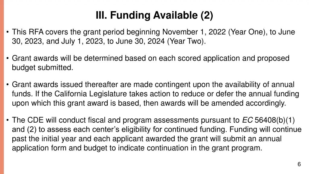 iii funding available 2