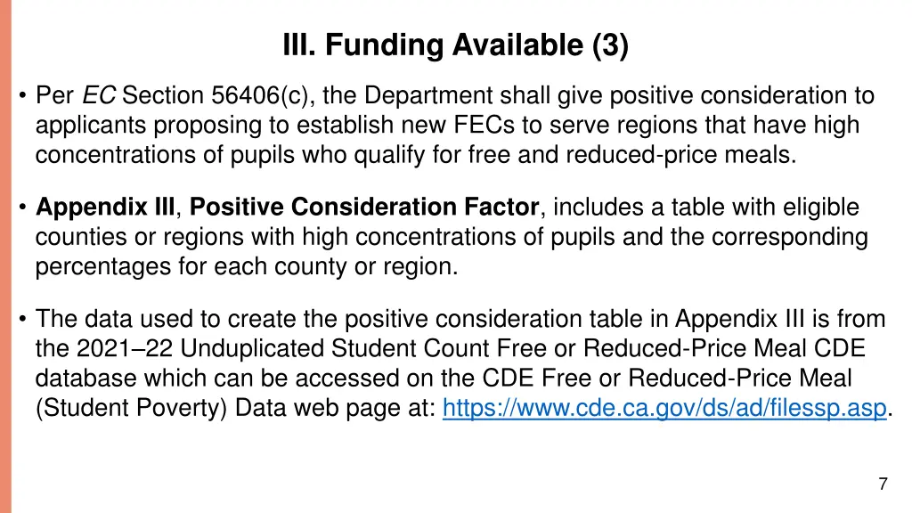 iii funding available 3