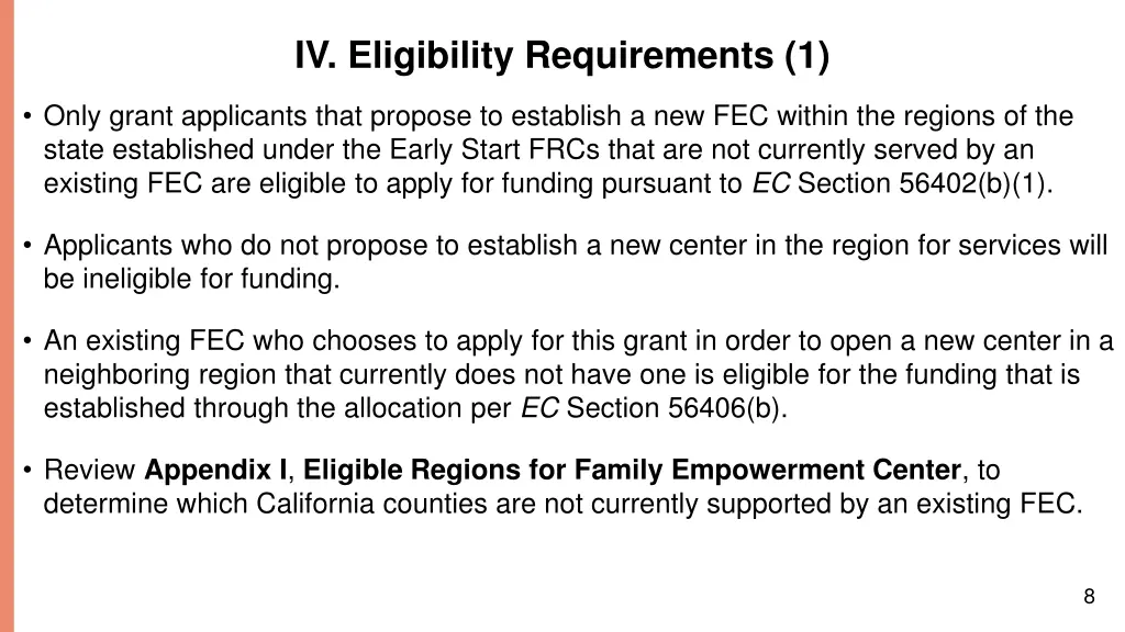 iv eligibility requirements 1