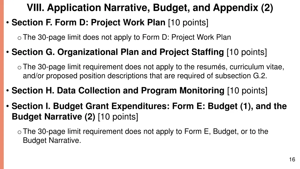 viii application narrative budget and appendix