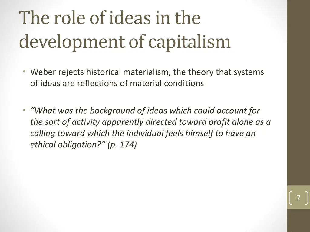 the role of ideas in the development of capitalism
