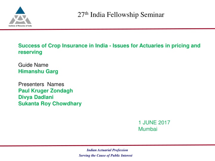 27 th india fellowship seminar
