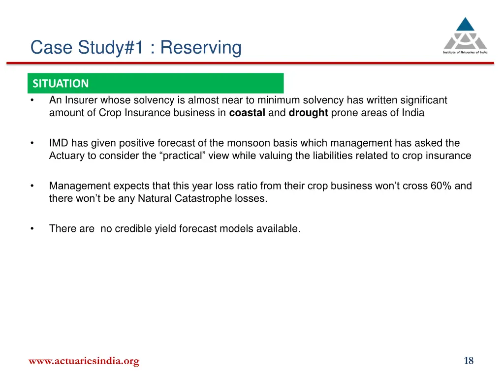 case study 1 reserving