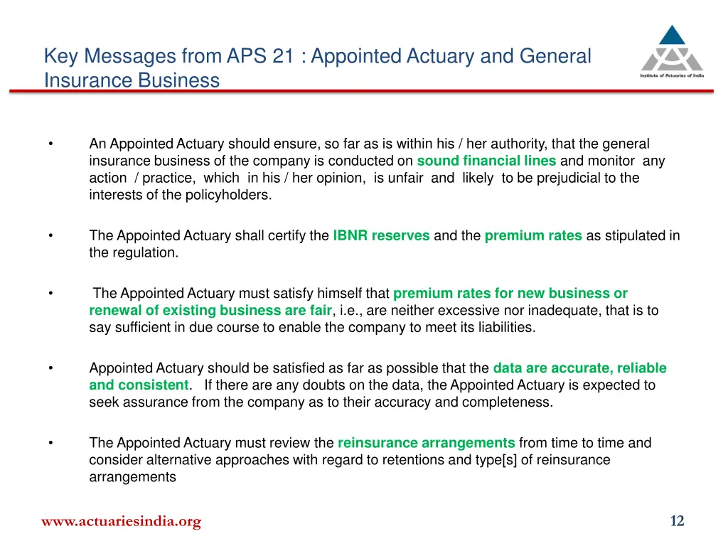 key messages from aps 21 appointed actuary