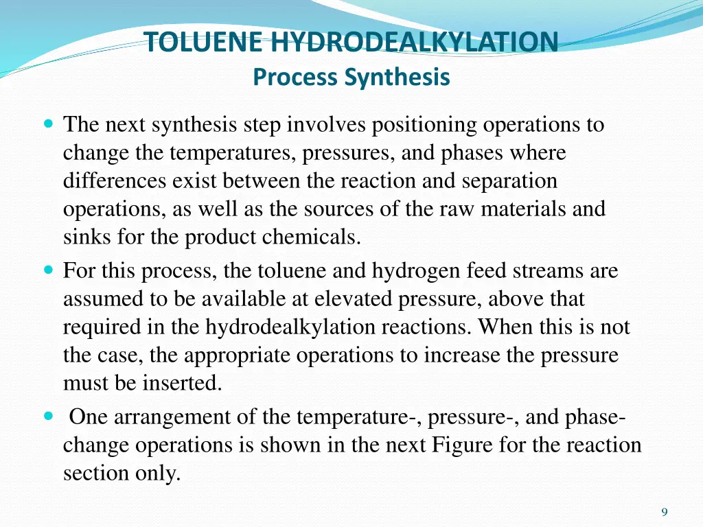 toluene hydrodealkylation process synthesis 5