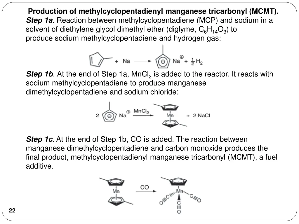 production of methylcyclopentadienyl manganese