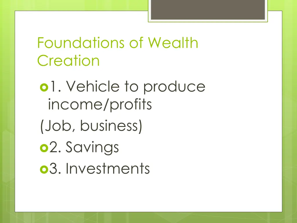 foundations of wealth creation