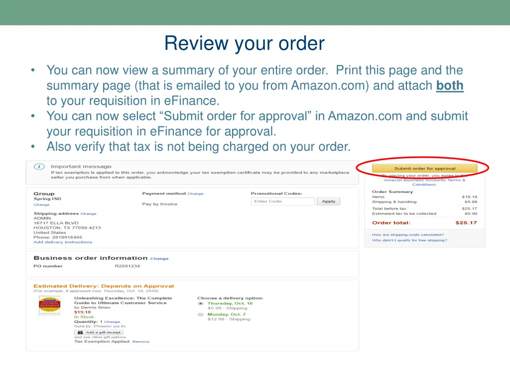 review your order