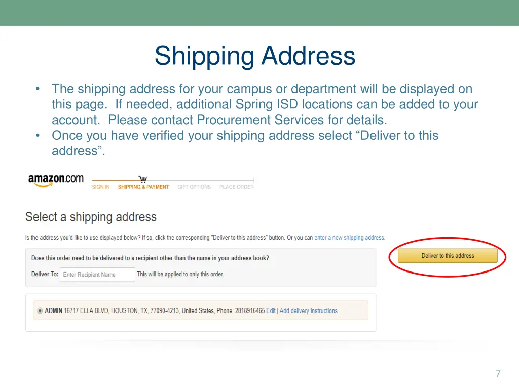 shipping address