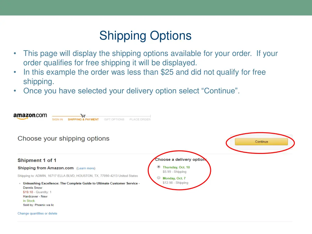 shipping options