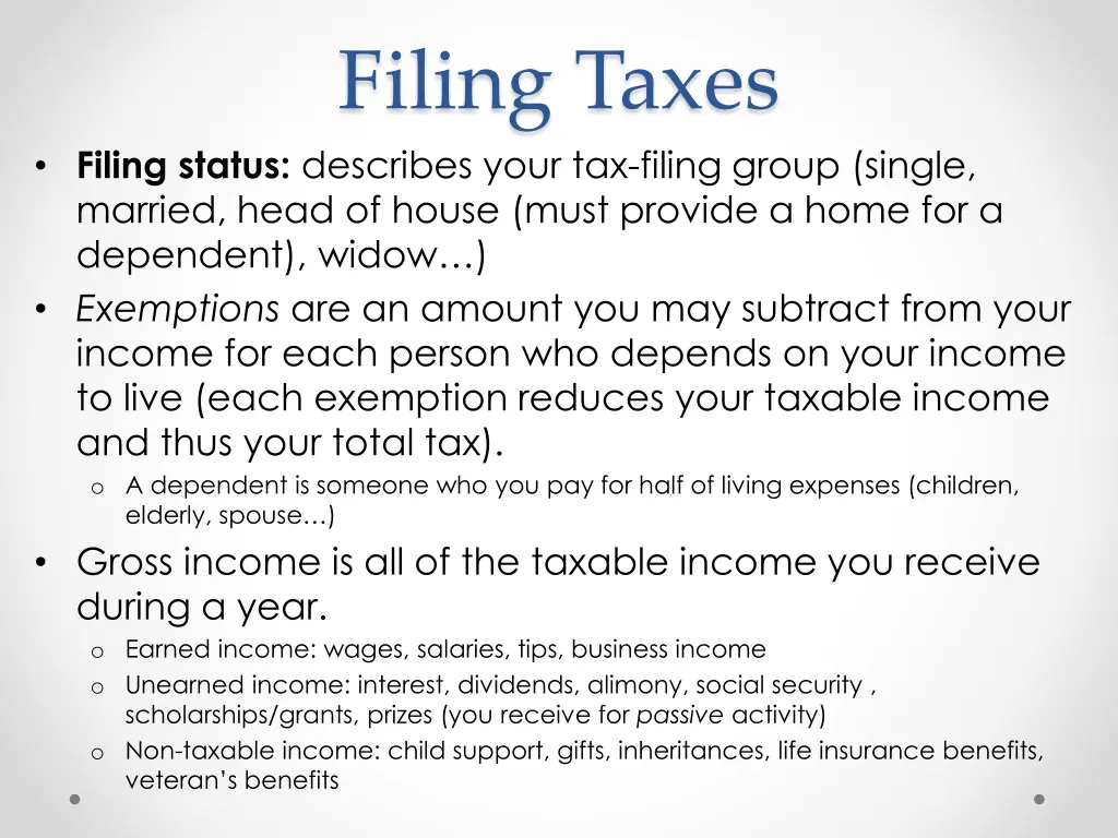 filing taxes
