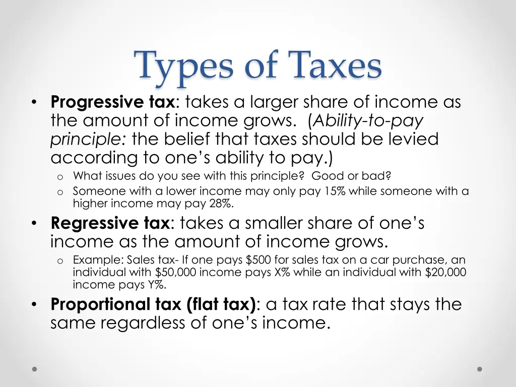 types of taxes progressive tax takes a larger