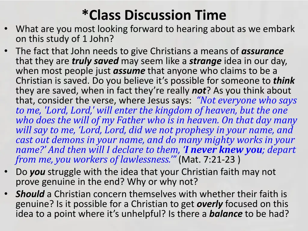 class discussion time 1