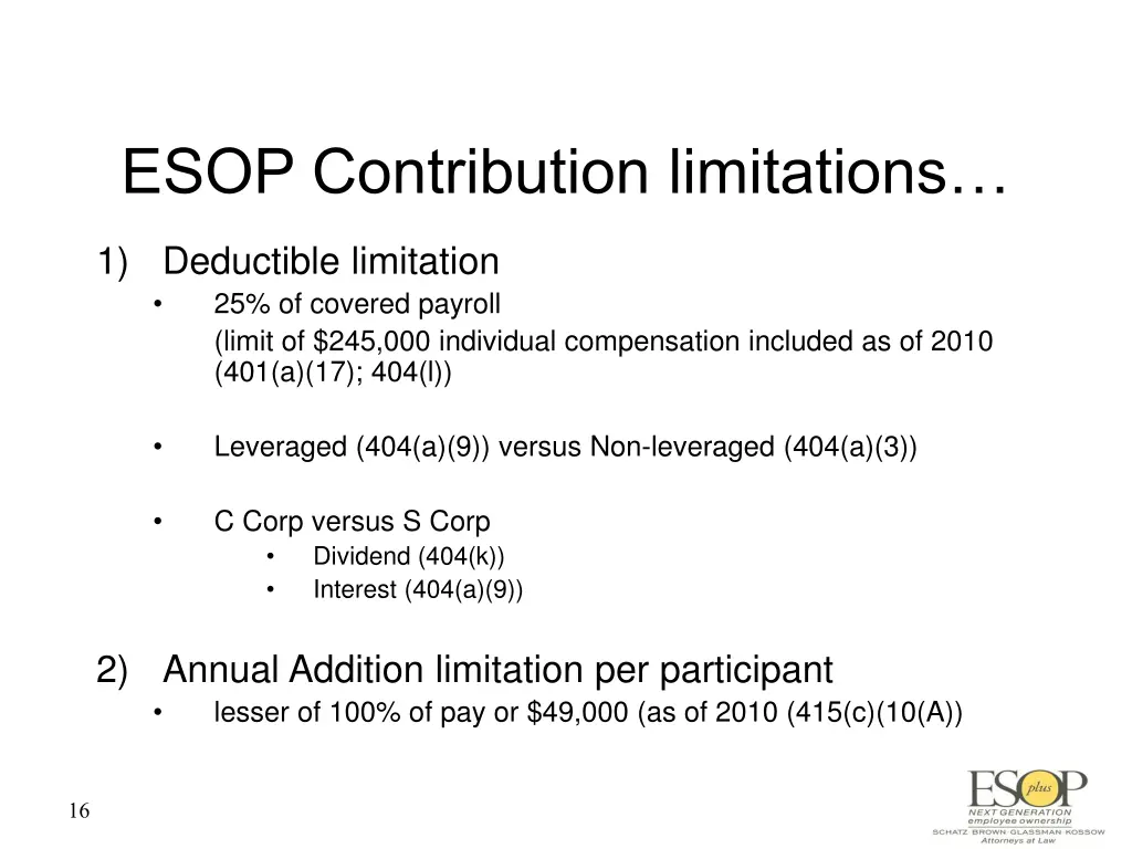esop contribution limitations