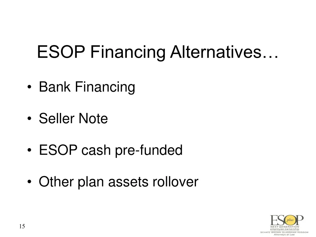 esop financing alternatives