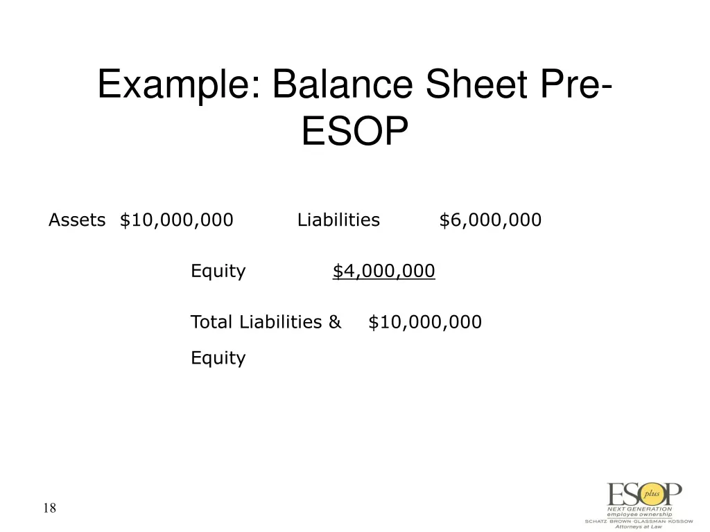 example balance sheet pre esop