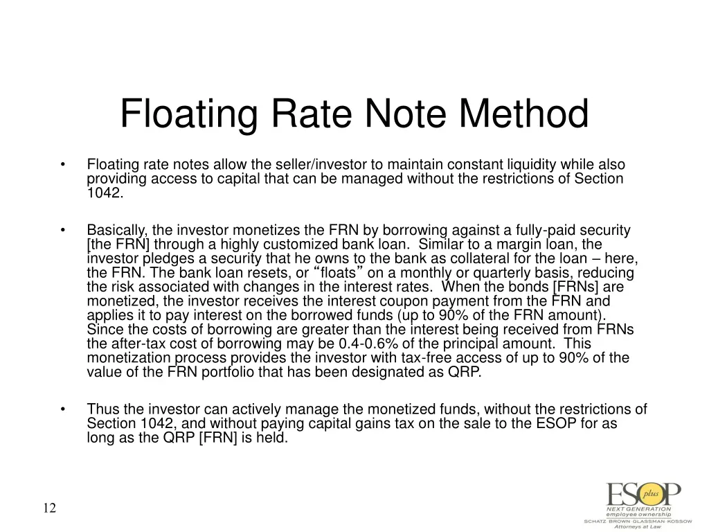 floating rate note method