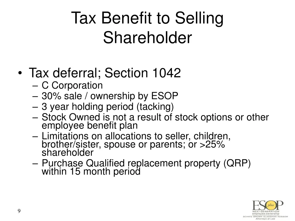 tax benefit to selling shareholder
