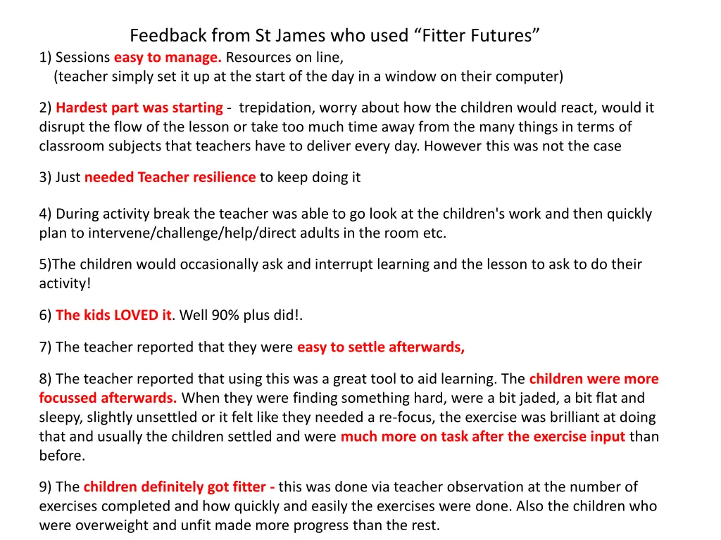 feedback from st james who used fitter futures