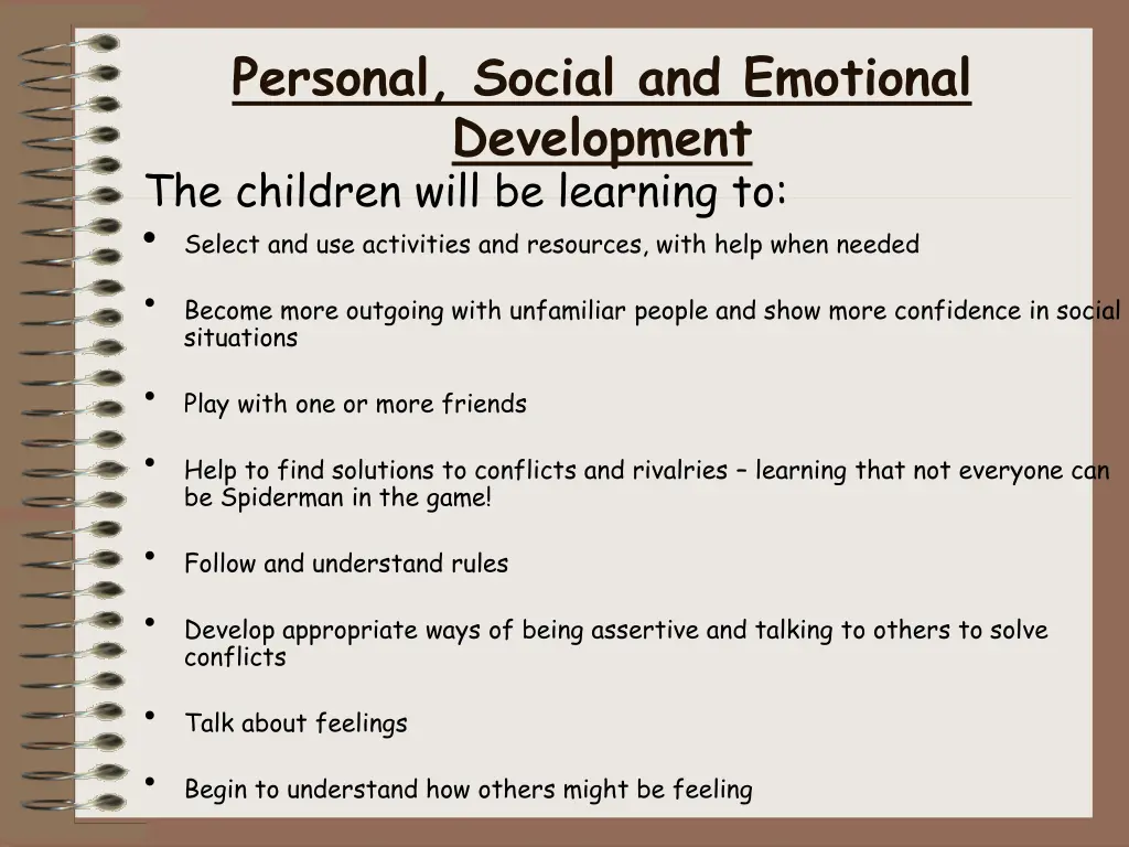 personal social and emotional development