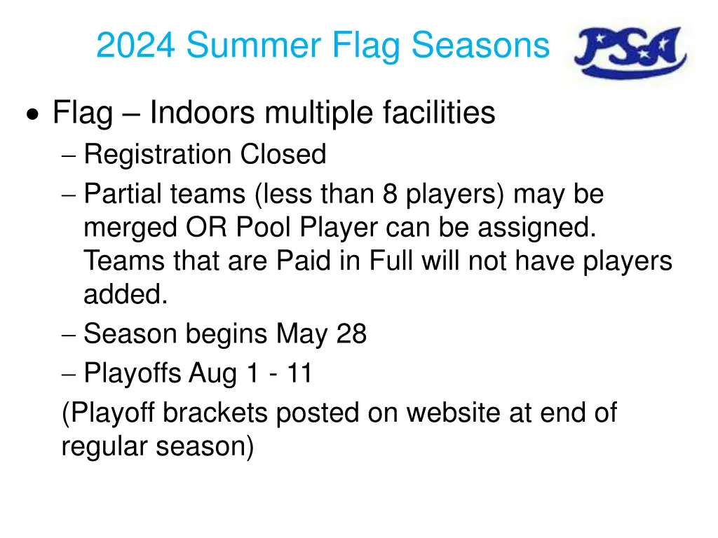 2024 summer flag seasons