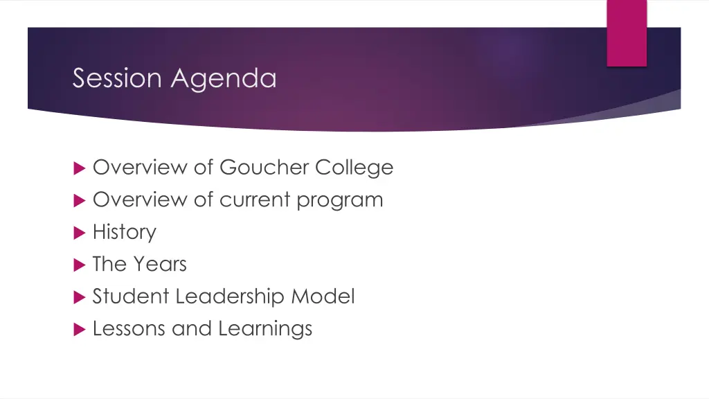 session agenda