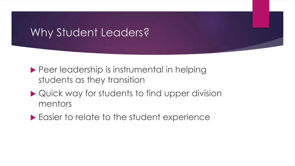 why student leaders