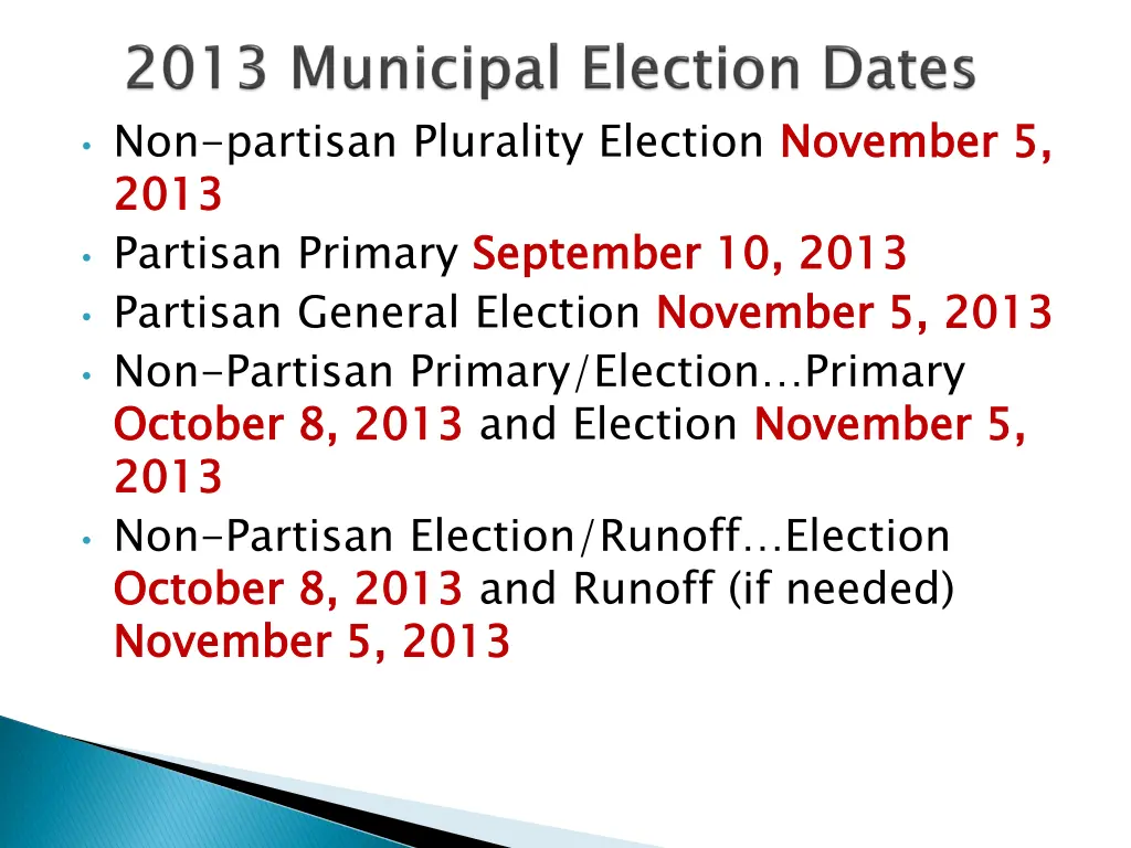 non partisan plurality election november 5 2013