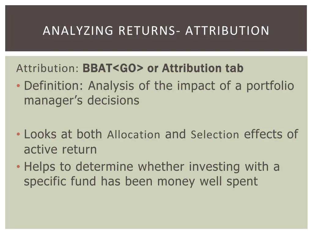 analyzing returns attribution