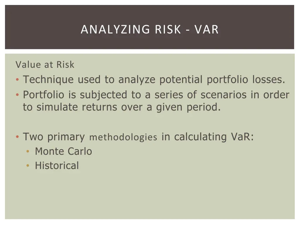 analyzing risk var