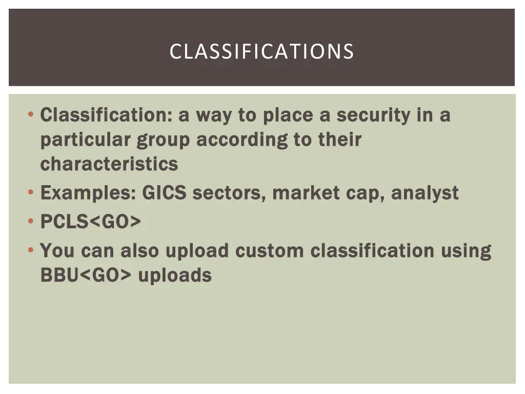 classifications