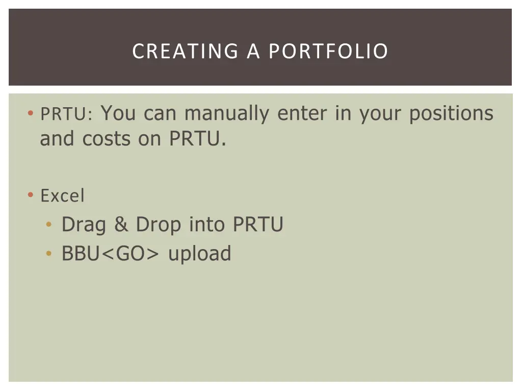 creating a portfolio