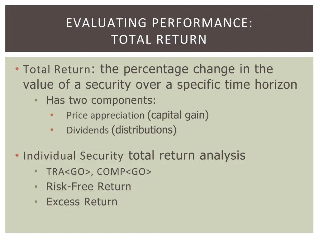 evaluating performance total return