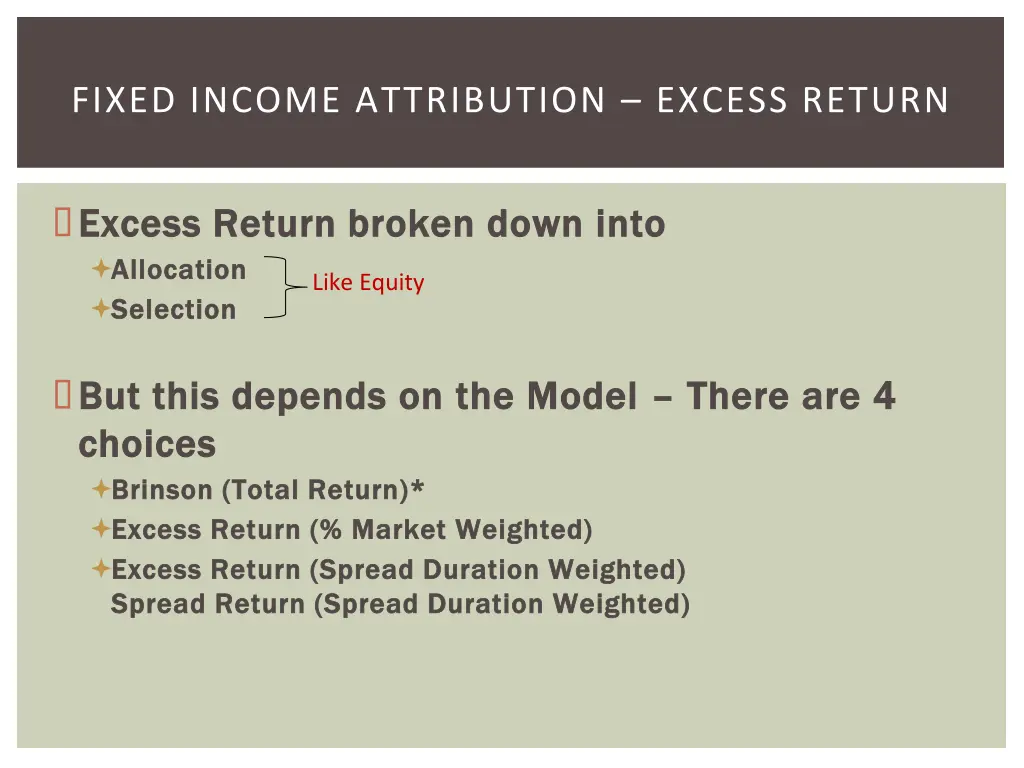 fixed income attribution excess return