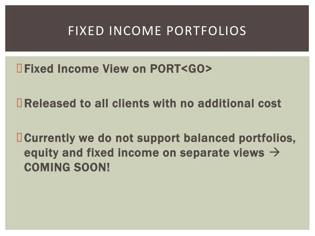 fixed income portfolios